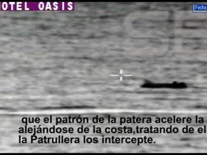 Images released by Cadena SER of patrol boat smashing into immigrant vessel.