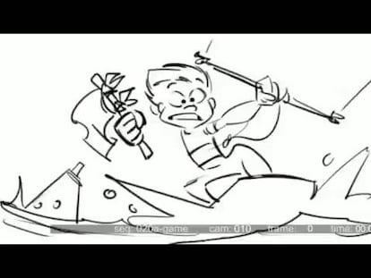 Una secuencia animada de 'Atrapa la bandera', desde sus primeros bocetos hasta el acabado final.