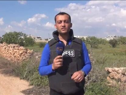El reportero de Orient News, Ebrahim al-Khateeb.