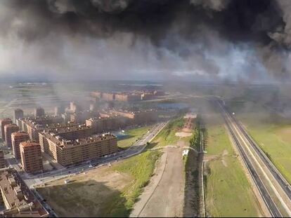 El incendio del vertedero de Seseña, a vista de dron.