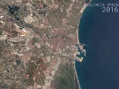Vista aérea de Valencia en 2016.