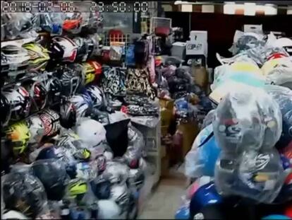 El terremoto de Taiwán visto desde el interior de una tienda