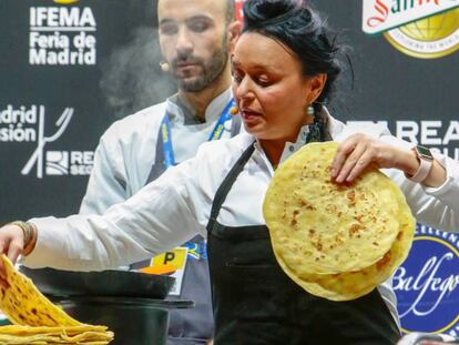 La cocinera Najat Kaanache, este lunes durante su intervención en Madrid Fusión.