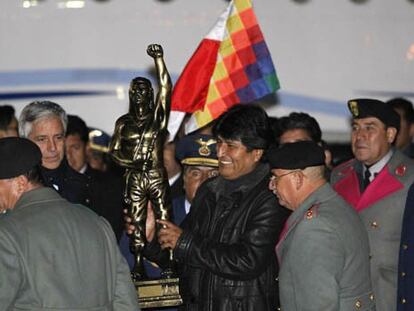 Morales, a su llegada a La Paz.
