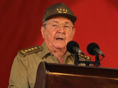 Castro durante su discurso en el 55º aniversario de la revolución.