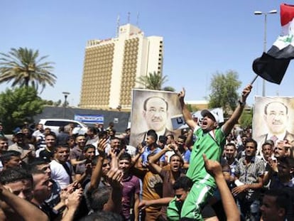 Manifestación pro-Maliki este lunes en Bagdad.