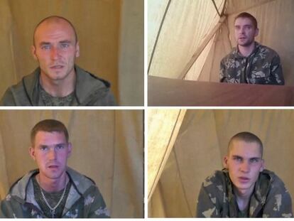 Quatro dos soldados russos detidos na Ucrânia.