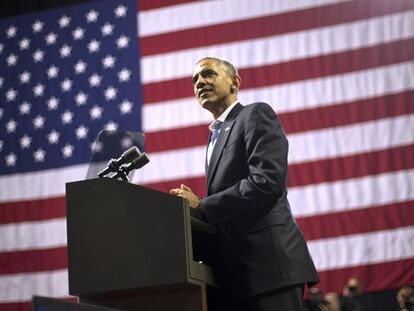 Obama, en un acto electoral en la universidad de Filadelfia.