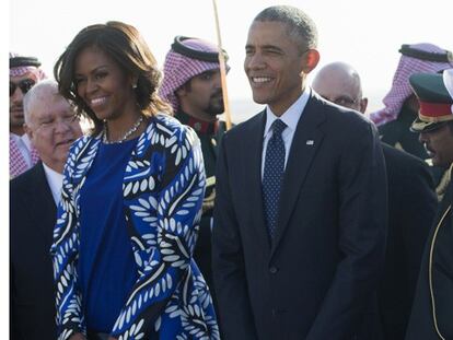 Michelle y Barack Obama con el nuevo rey saudí, Salman