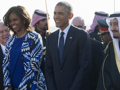 Michelle y Barack Obama con el nuevo rey saudí, Salman