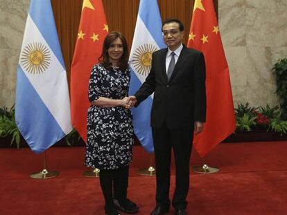 Cristina Fernández con el primer ministro chino, Li Keqiang.