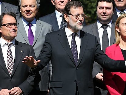 Mas y Rajoy, en la inauguración de la cumbre de Barcelona.