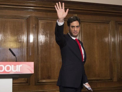 Miliband, després d'anunciar la dimissió.