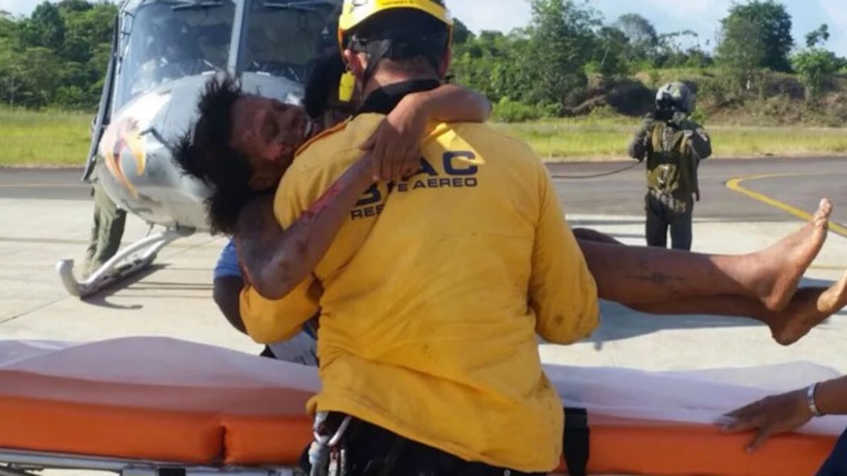 Uma mulher e seu bebê sobrevivem na selva depois de um acidente aéreo