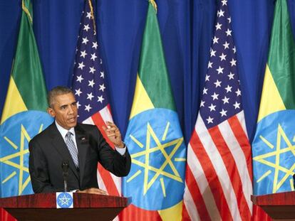 Obama, en rueda de prensa con el primer ministro etíope.