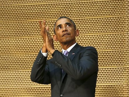 Obama durante un momento de su intervención