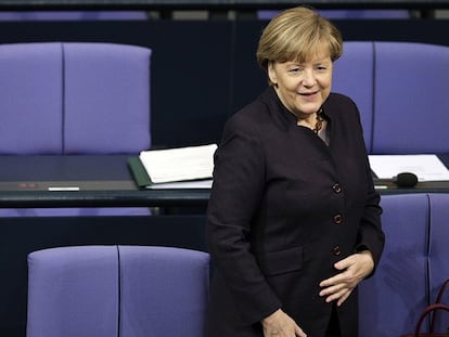 La canciller Angela Merkel, en un debate en el Bundestag el miércoles 25 de noviembre.