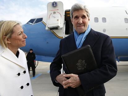Kerry a su llegada este sábado a Viena.