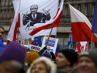 Manifestación contra el Gobierno en Varsovia, el 9 de enero.