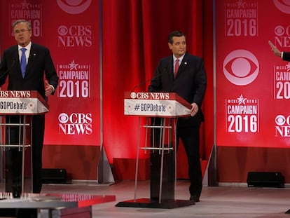 Bush, Cruz y Trump en uno de los intercambios del debate.