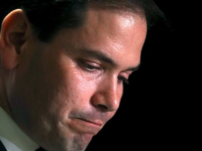 Marco Rubio anuncia que se retira de la carrera presidencial.