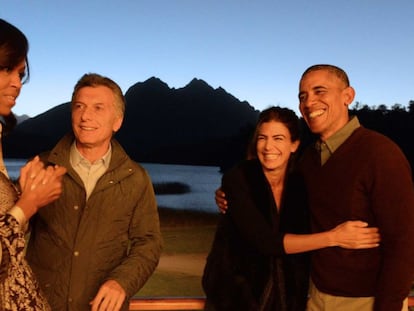 Os dois casais presidenciais em San Carlos de Bariloche, Argentina.