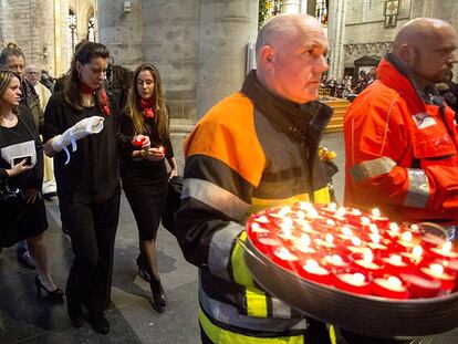 Misa por las víctimas de los atentados de Bruselas.