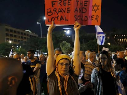 Concentración en apoyo del soldado Elor Azaria en Tel Aviv.