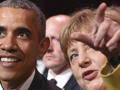 El presidente de Estados Unidos, Barack Obama, junto a la canciller alemana Angela Merkel. NIGEL TREBLIN REUTERS