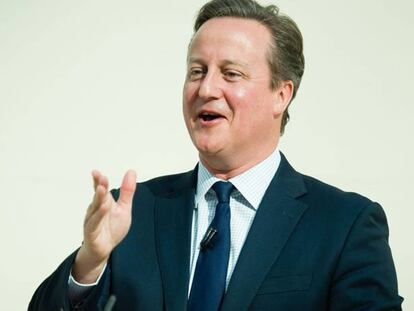 O primeiro-ministro britânico, David Cameron, durante seu discurso no Museu Britânico de Londres, nesta segunda-feira. Leon Neal AFP