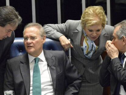 Los senadores Eunicio Oliveira, Renan Calheiros, Marta Suplicy y Raimundo Lira.