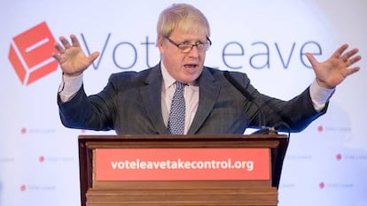 Boris Johnson, en un acto a favor de la salida de Reino Unido de la UE.