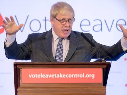 Boris Johnson, en un acto a favor de la salida de Reino Unido de la UE.