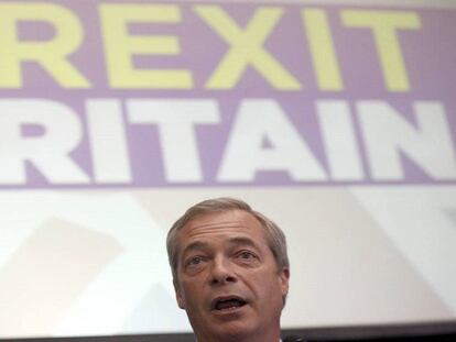 Nigel Farage, líder do UKIP, nesta segunda em Londres.