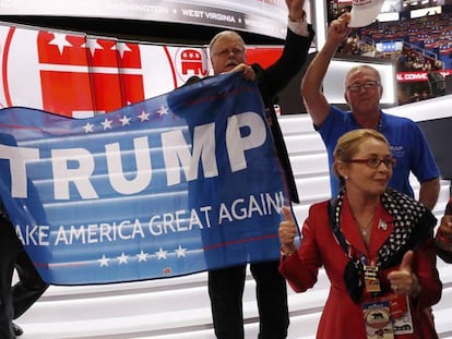 Delegados seguidores de Trump en la Convención de Cleveland.