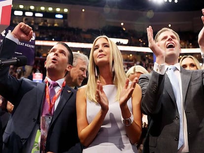 Tres de los hijos de Donald Trump celebran la nominación de su padre.