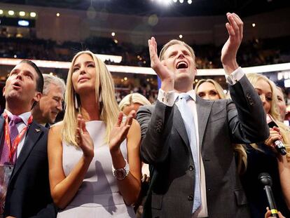 Tres de los hijos de Donald Trump celebran la nominación de su padre.