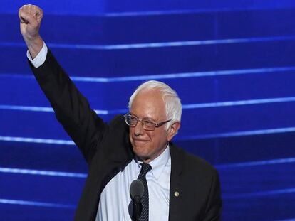 Bernie Sanders na convenção democrata.