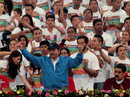 Daniel Ortega, en Managua, durante la celebración del 37 aniversario de la Revolución Sandinista.