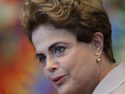 Dilma, durante una conferencia de prensa con periodistas extranjeros en julio