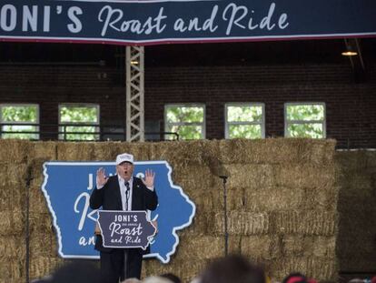 Trump, durante sua intervenção em Dê Moines.