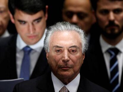 El presidente brasileño Michel Temer, minutos antes de ser investido.