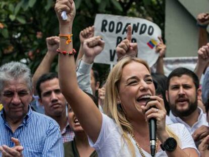 Lilian Tintori durante una protesta,