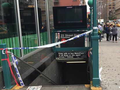 Estación de metro de Nueva York, cerrada tras las explosiones.