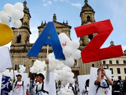 Os jovens gritam pela paz na Colômbia