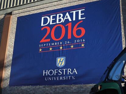 La universidad de Hofstra se prepara para el primer debate presidencial de las elecciones en Estados Unidos. JOE RAEDLE AFP