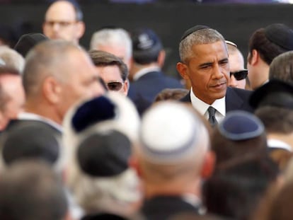 Obama, en el funeral de Peres.