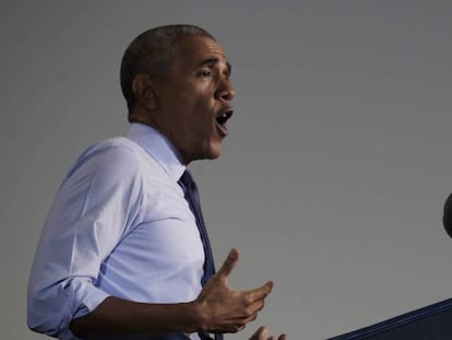 Obama durante su comparecencia en el mitin de Greensboro (Carolina del Norte).