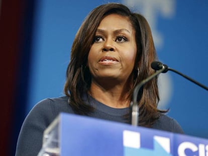 Michelle Obama, durante uno de sus discursos de campaña en New Hampshire, en octubre de 2016.