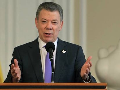 O presidente da Colômbia, Juan Manuel Santos, na Casa de Nariño, a residência presidencial.